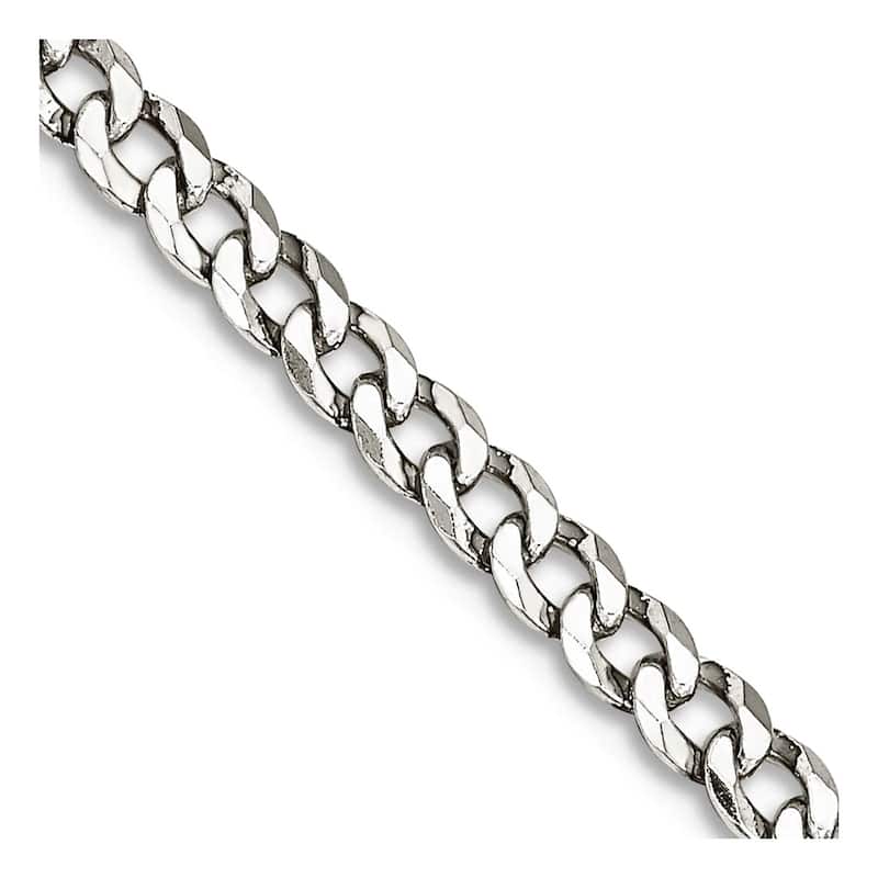 Curata 925 Sterling Silver 3.2mm Beveled Curb Chain Necklace Options: 16 18 20 22 24