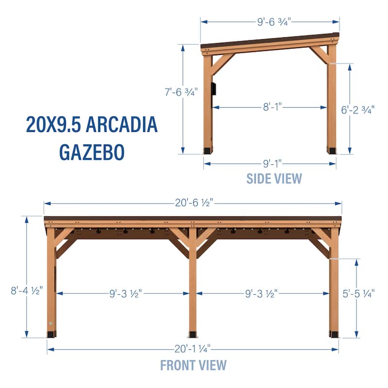Backyard Discovery Arcadia 20x9.5' Cedar Wood Gazebo with Steel Roof