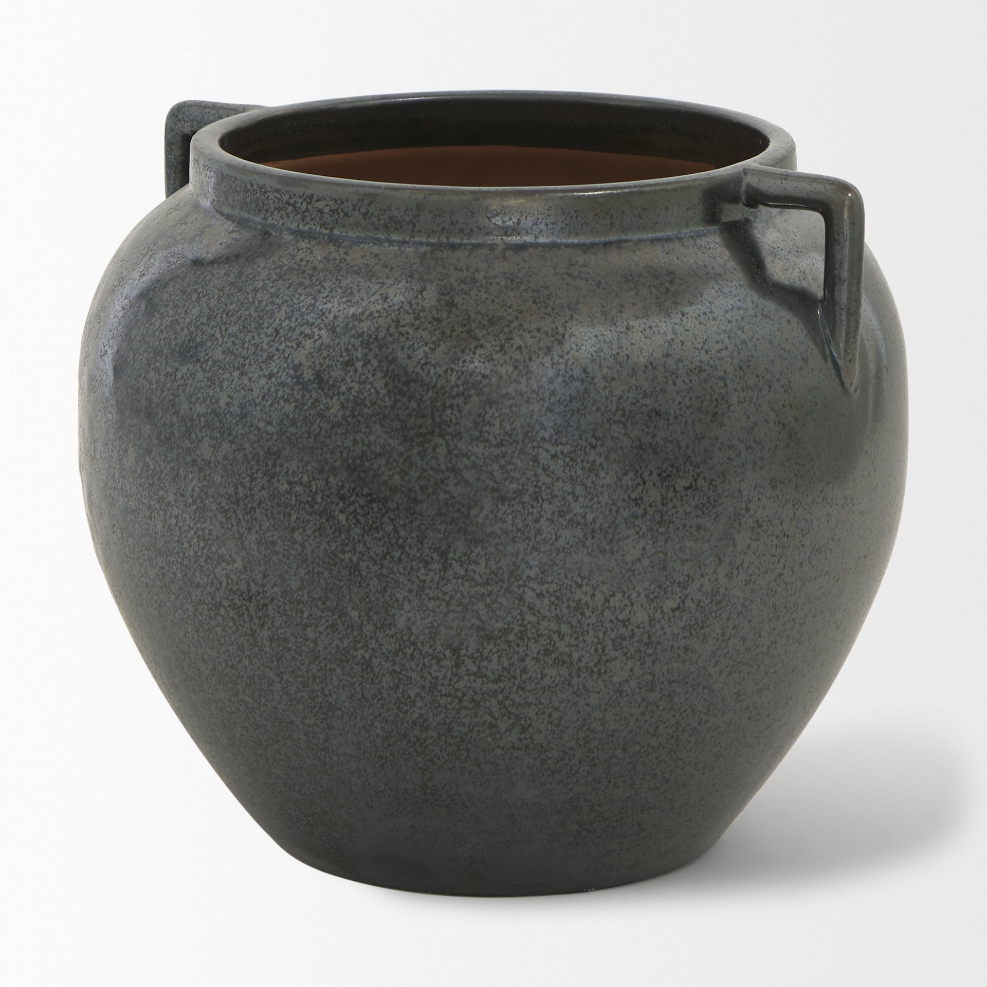 Kora Dark Gray And Brown Metallic Double Ear Vase (9")