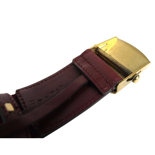 mens burgundy belt with gold buckle