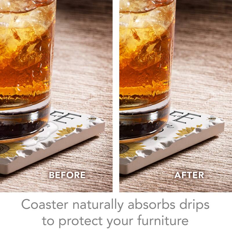 Counterart Absorbent Stone Coaster, Beehive, Set of 4 - 4.01x4.30