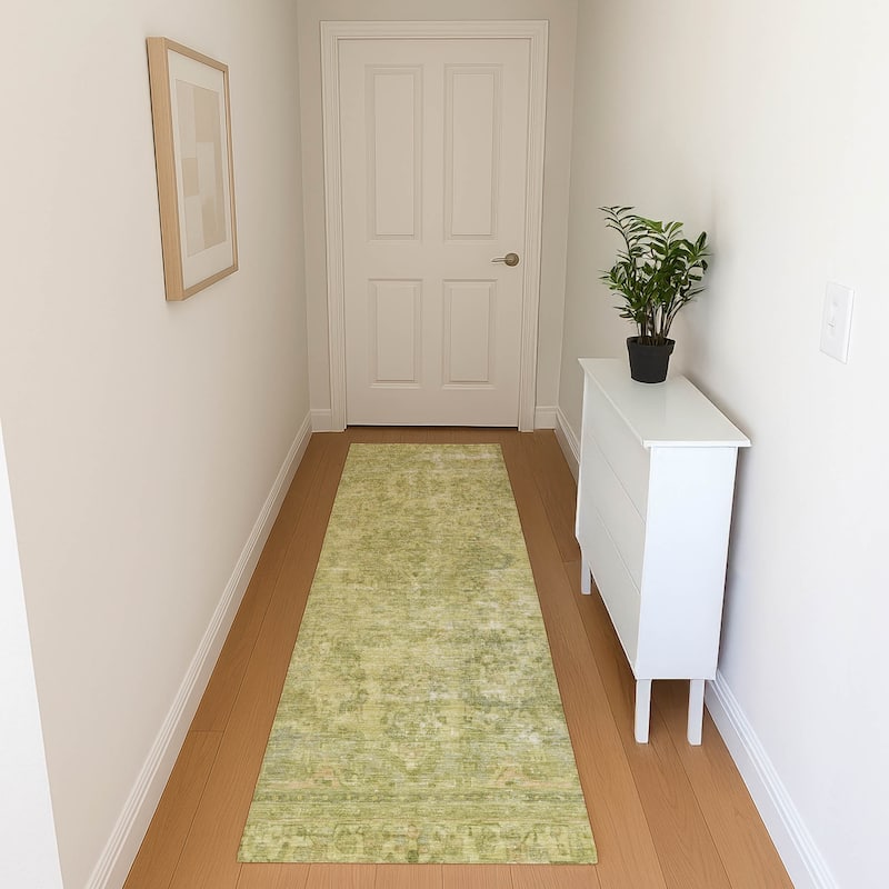 Premium Washable Super Soft Vintage Traditional Mayfield Rug - Cactus - 2'3" x 7'6"