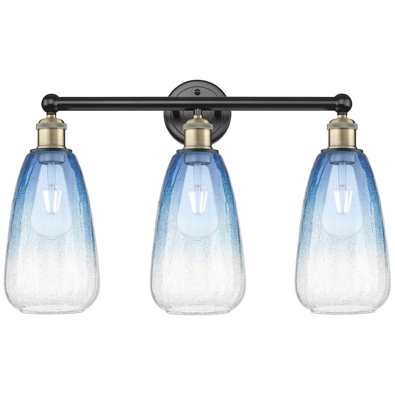 Innovations Lighting 616-3W-16-24 Brookhaven Almond Vanity Brookhaven - Black Antique Brass / Sapphire Blue