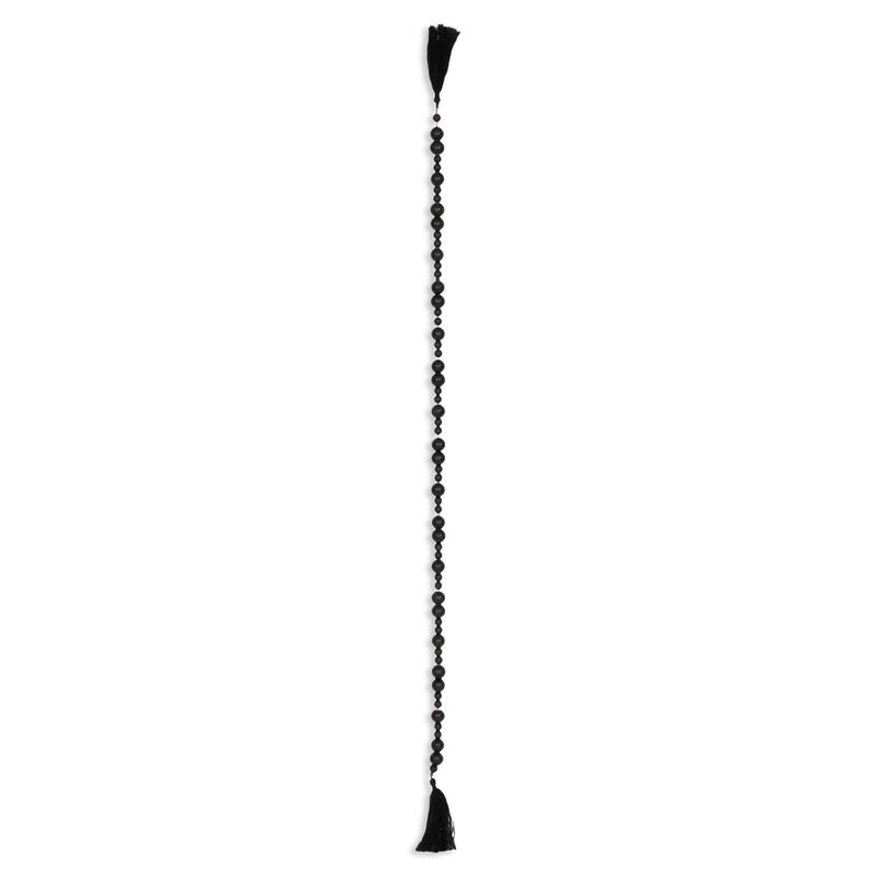Akaida Black Wooden Mixed Bead Tassel Decor