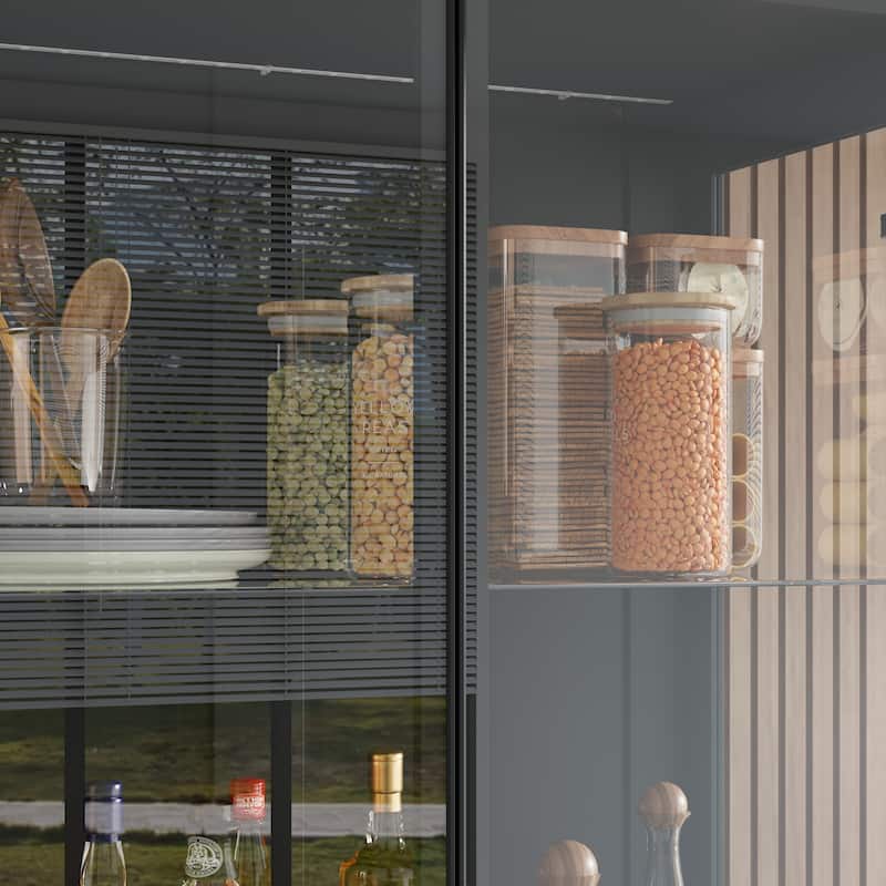 LED Glass Display Cabinet with Aluminum Alloy Frame Glass Door Showcase Wine Storage Cabinet