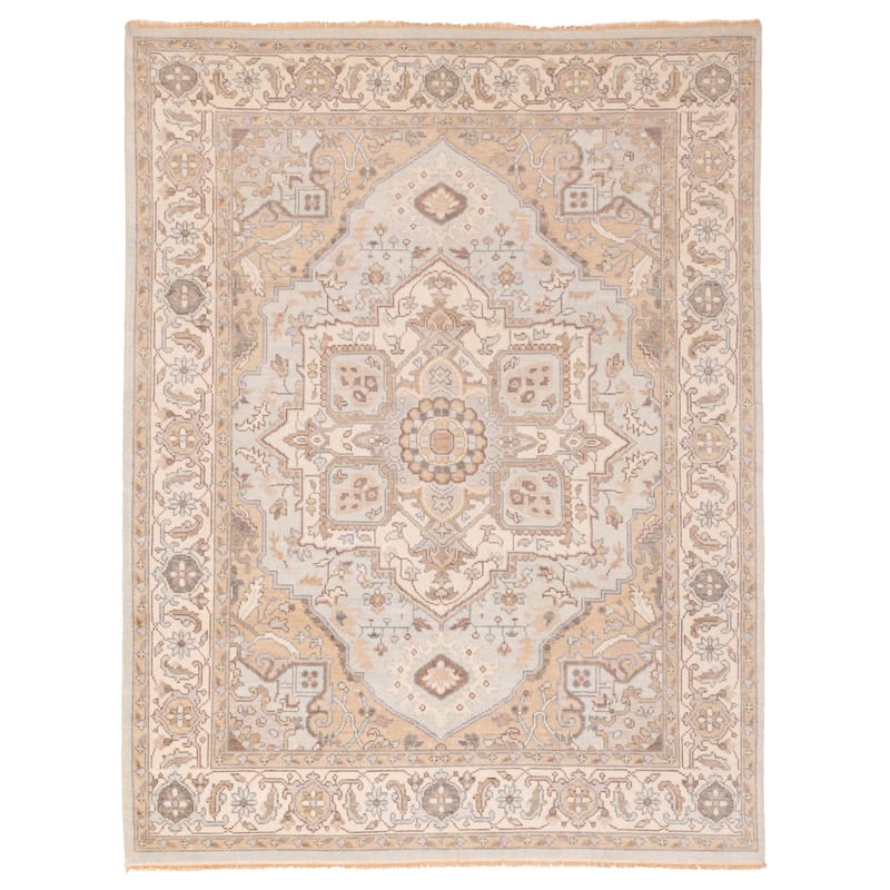 ECARPETGALLERY Hand-knotted Jules Serapi Light Blue Wool Rug - 7'10 x 10'2