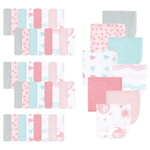 slide 1 of 1, Luvable Friends Infant Girl Cotton Rich Washcloths, Girl Basic Elephant, One Size - Girl Basic Elephant - One Size One Size - Girl Basic Elephant