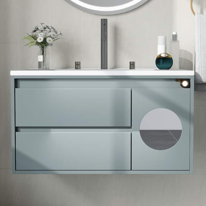 Moasis 31 Inch Gray Bathroom Vanity with Motion Sensor Light and Ample Storage - Grey