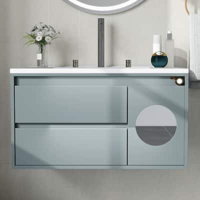 Moasis 31 Inch Gray Bathroom Vanity with Motion Sensor Light and Ample Storage