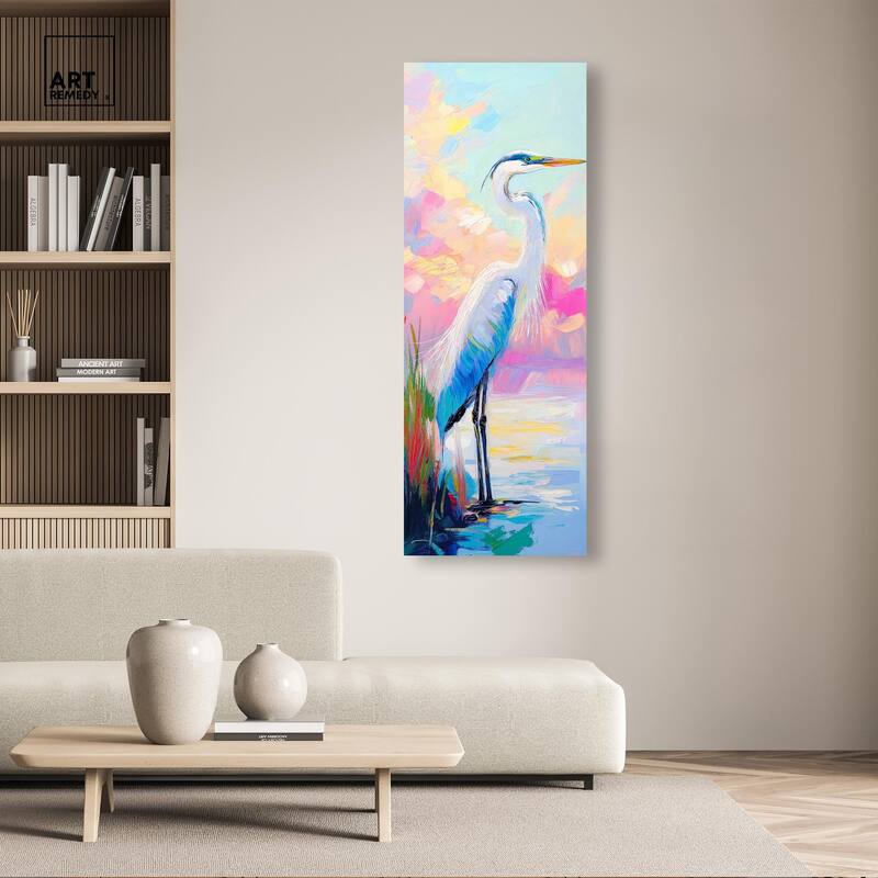 Expressive Egret I Panoramic Canvas by Art Remedy, Gallery Wrapped