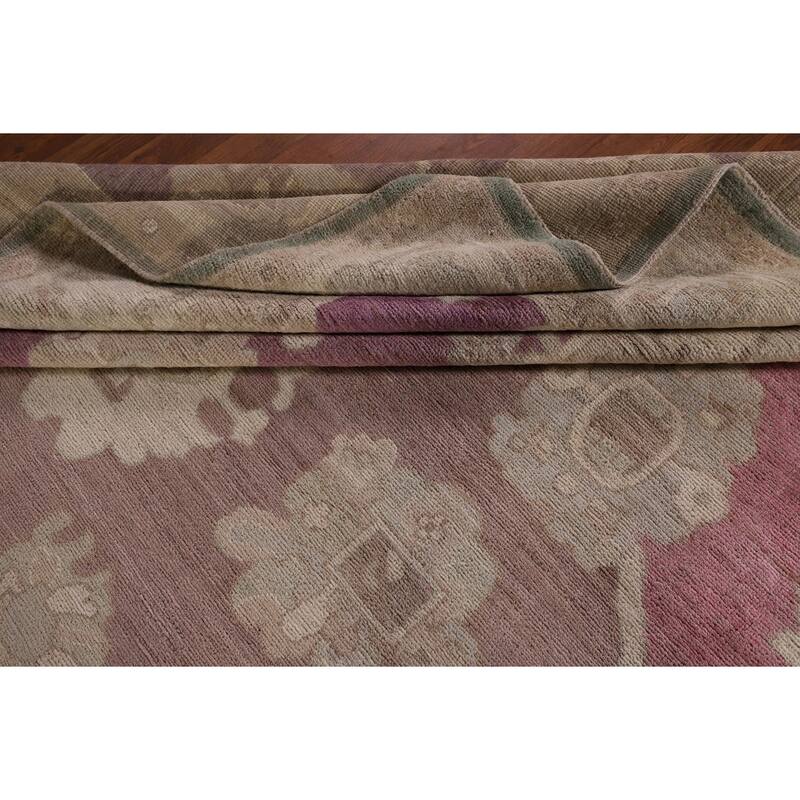 All-Over Floral Oushak Vegetable Dye Area Rug Handmade Wool Carpet - 8'11" x 12'4"