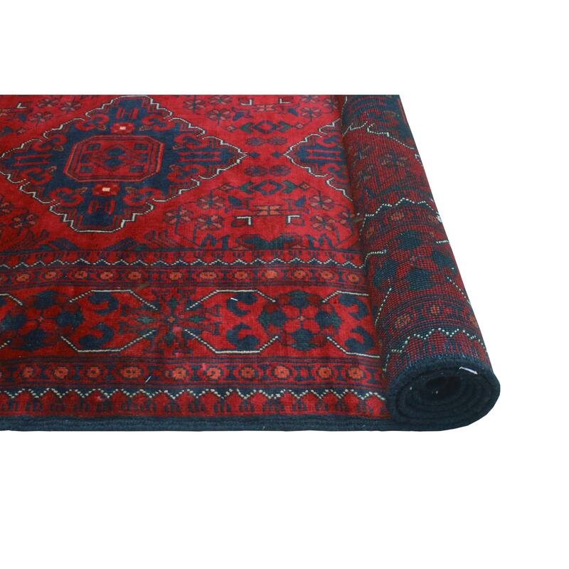 Khamyab Tatiana Red/Navy Runner - 3'0" x 12'8"