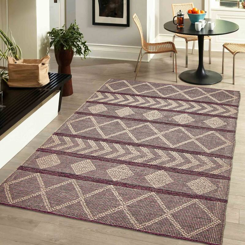 ECARPETGALLERY Braid weave Sienna Khaki Wool Rug - 5'2 x 8'2