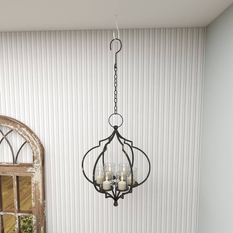 Elegant Decorative Metal Hanging Candelabra - Black or White