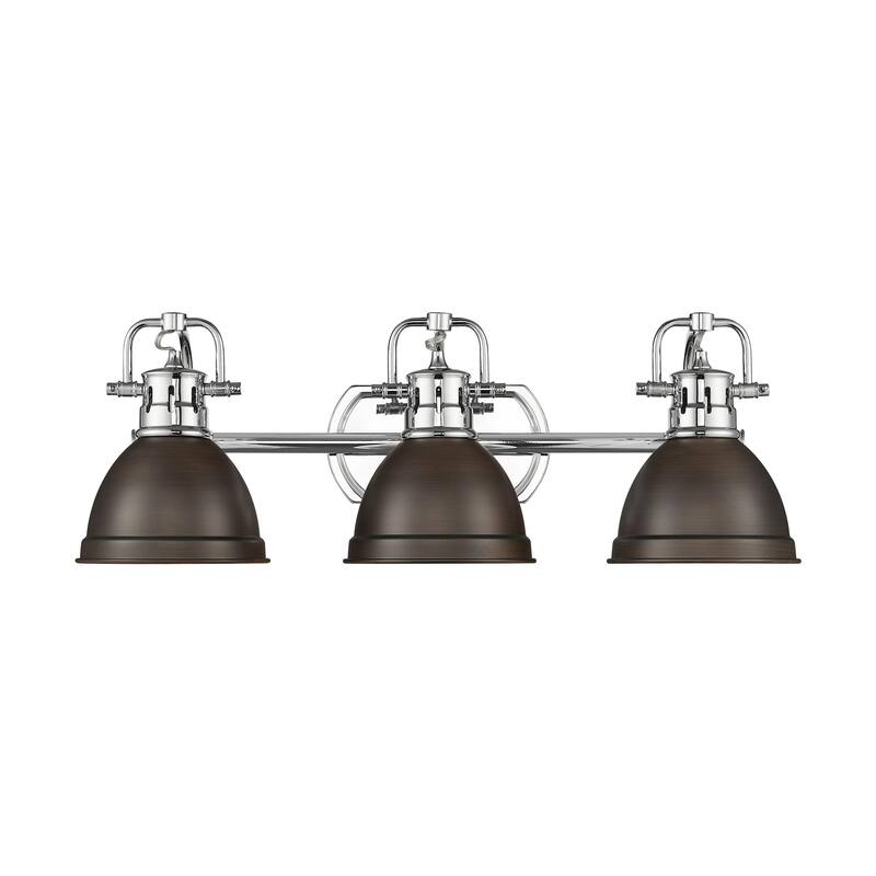 Yep by Golden Lighting Duncan 3-light Vanity in Chrome and Rubbed Bronze shade