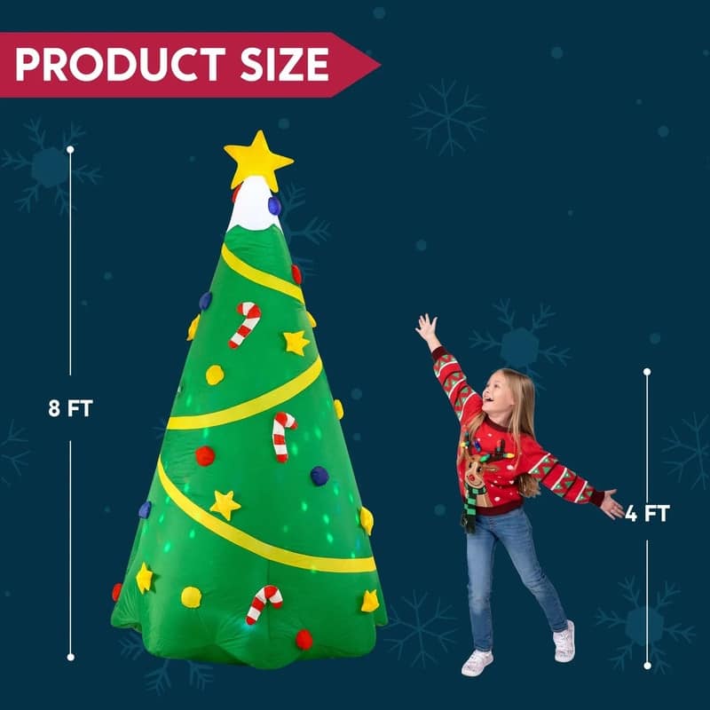 8 ft. Tall Green Vinyl Christmas Tree with Light Inflatable - Multicolor