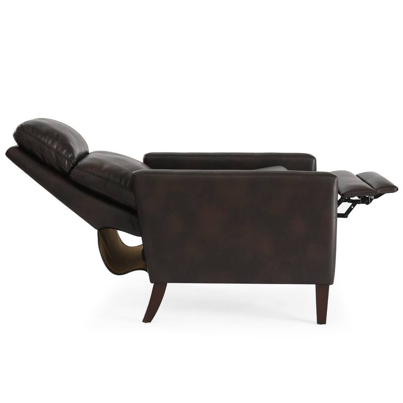 Vaughn Burnished Brown Faux Leather Push Back Recliner