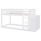 preview thumbnail 54 of 58, Wooden Floor Bunk Bed Frame with Storage Drawers, 3 Shelves, Full-length Guardrail and Reversible Ladder for Kids, Teens