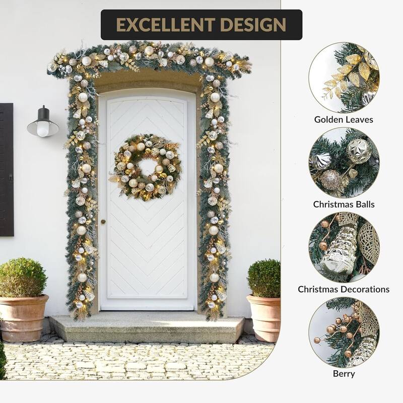 6 ft Pre-Lit Christmas Garland, Xmas Garland with 20 Lights