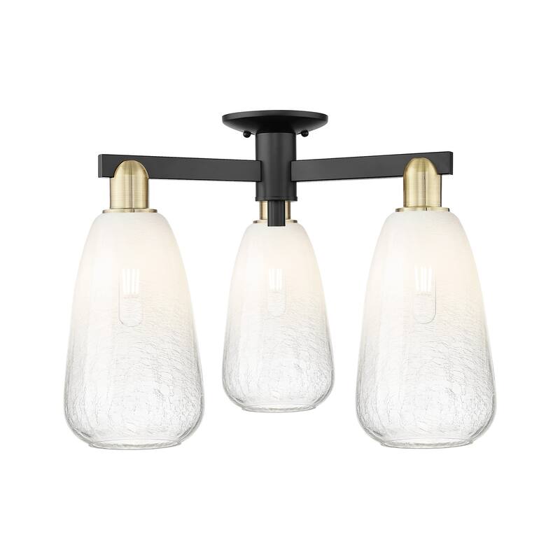 Innovations Lighting 716-3F-15-24 Brookhaven Almond Semi-Flush - Black Antique Brass / Opal