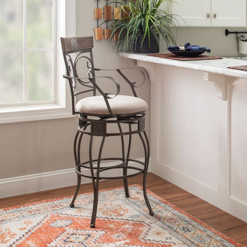 Onyx Big & Tall 360 Swivel Metal and Wood Counter Stool