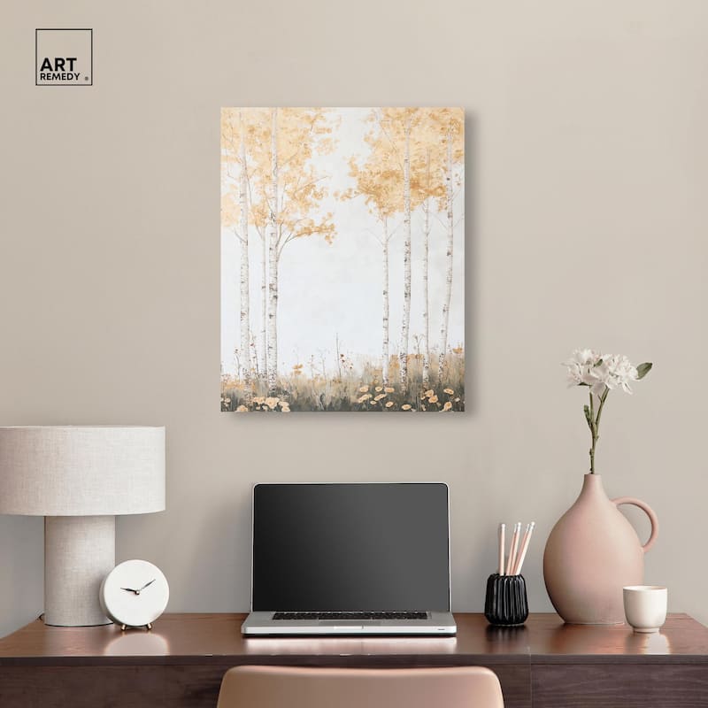 Pale Birch Reverie Canvas by Art Remedy, Gallery Wrapped