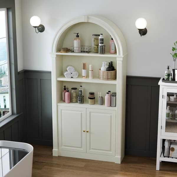 slide 2 of 15, Bathroom Storage Shelf with Closed Cabinet,Waterproof Toiletries Organizer,for Laundry Organization