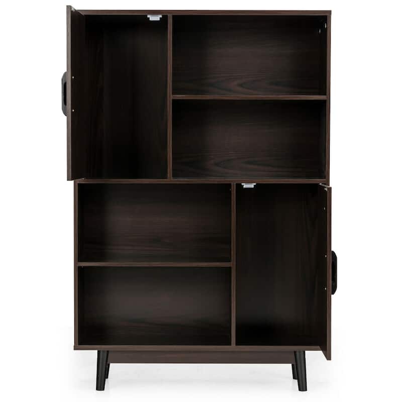 Gymax Sideboard Storage Cabinet Bookshelf Cupboard w/Door Shelf Black