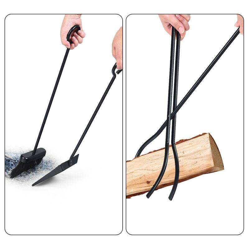 Gymax Fireplace Log Rack with 4 Tools Set Fireside Firewood Holders