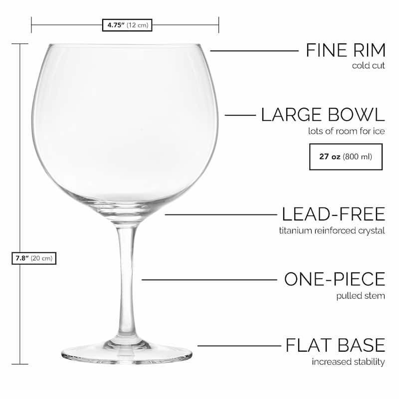 Final Touch Set of 2 Gin Lead Free Crystal Glasses - 27 oz