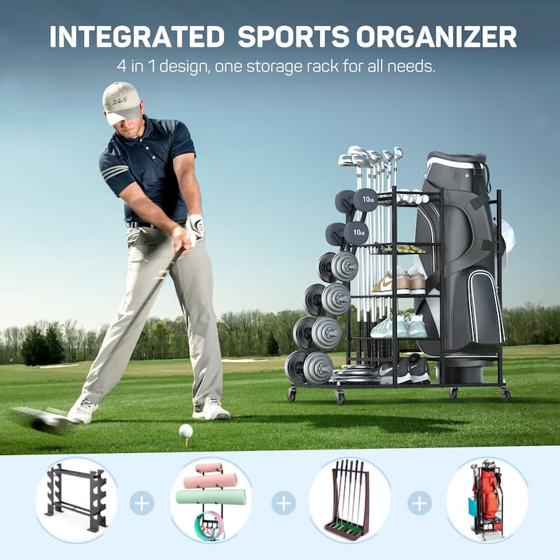 Home Gym Storage Rack for Dumbbells and Equipment - 36.6"D x 15.4"W x 37"H