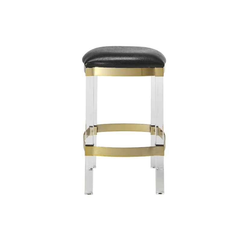 Steel Backless Counter Height Bar Stool with Acrylic Frame and Footrest - 14.5” x 14.5” x 24” (D x W x H)