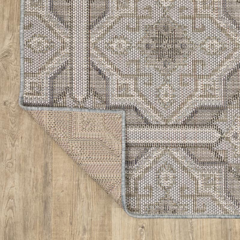 Vista Home Calla Moroccan Trellis Grey/ Blue Indoor/Outdoor Area Rug