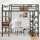 preview thumbnail 5 of 12, Full Size Sturdy Metal Loft bed Frame with Desk and Shelves