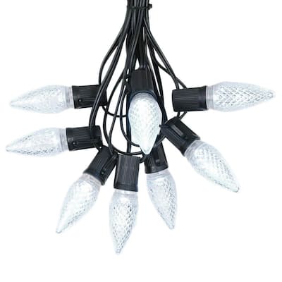 25 Foot C9 LED Christmas Light Set, Hanging String Lights, Black Wire
