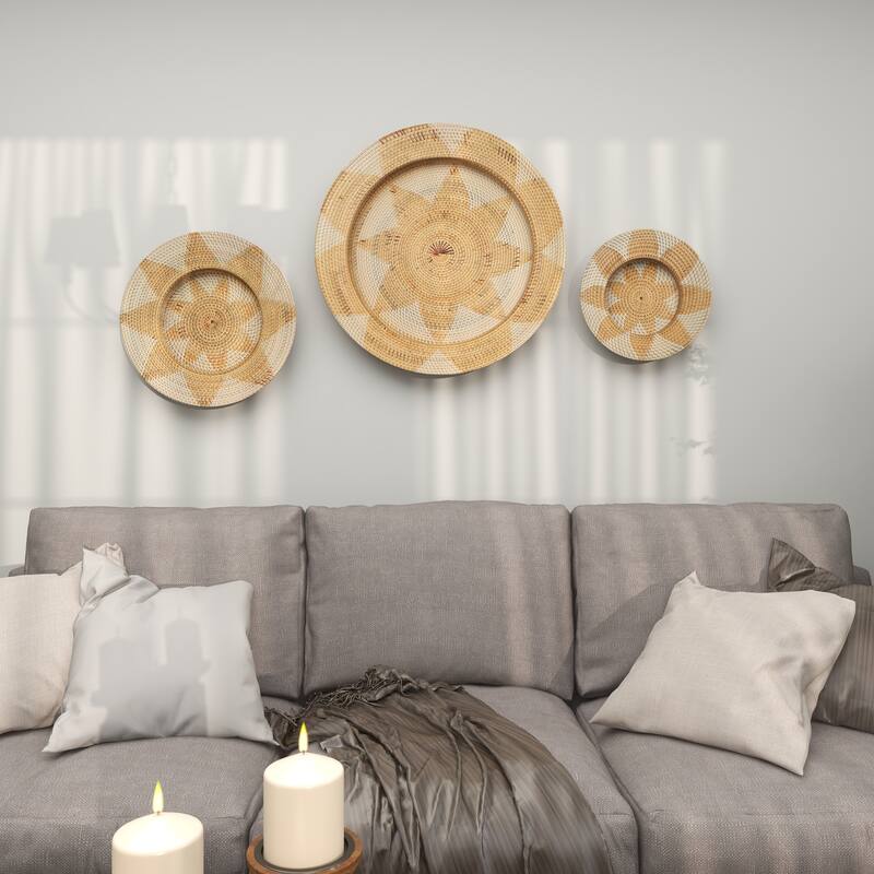 Light Brown Palm Tree Traditional Wall Decor Abstract (Set of 3)