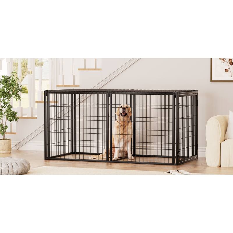 Dog Crate 63" Dog Kennel for Small Medium Dogs, Puppy Dog Playpen with Top, Pet Cage, Indoor, Black.63"L x 29.9"W x 31.9"H