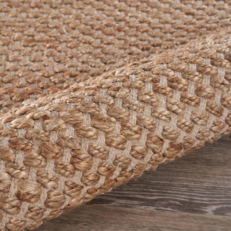 Sevita Organic Jute Bordered Area Rug, Tan and Off-White