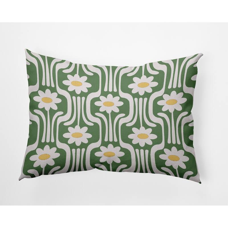 Daisys and Squiggles Indoor/Outdoor Throw Pillow - Edamame - 14" x 20"