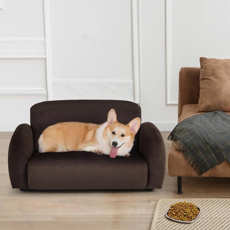 MCombo 29 inches Dog Couch, Rounded Corner Design Dog Sofa with Anti-Slip Feet for Small Medium Dogs
