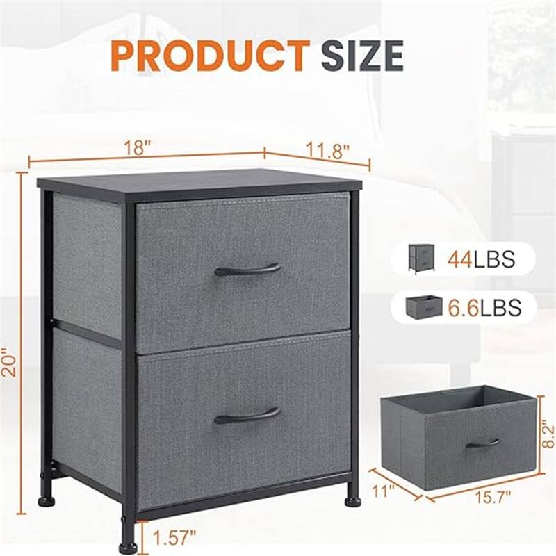 Nightstand with Removable Fabric Bins