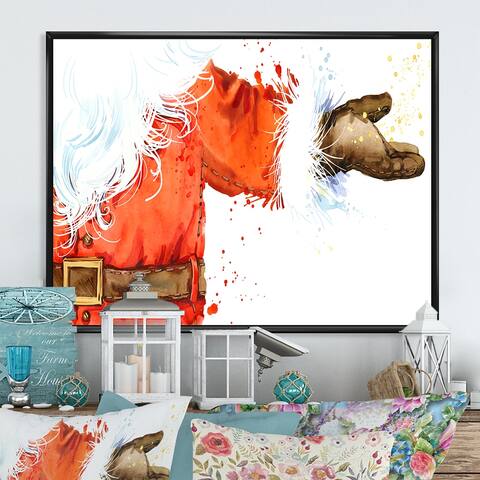 Designart "Christmas Holiday Fancy Santa Claus V" Traditional Framed Christmas Canvas Wall Art