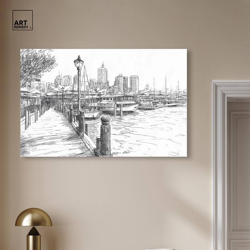 Harbour City Ink Canvas by Art Remedy, Gallery Wrapped