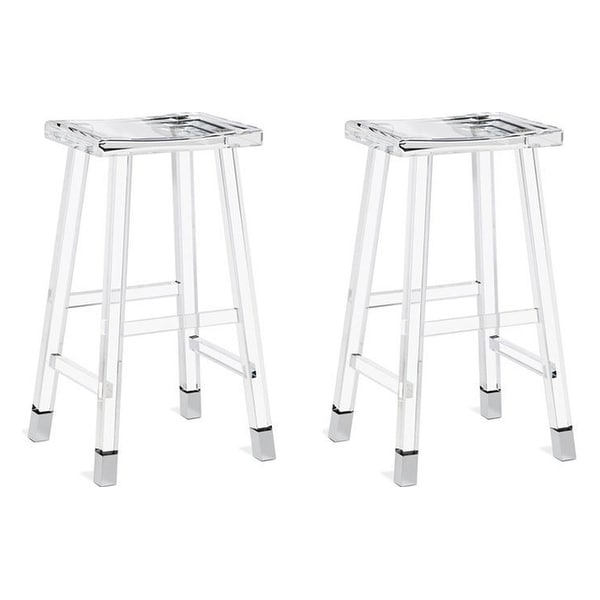 Modern Zela Acrylic Stool Backless Set of Two Bed Bath