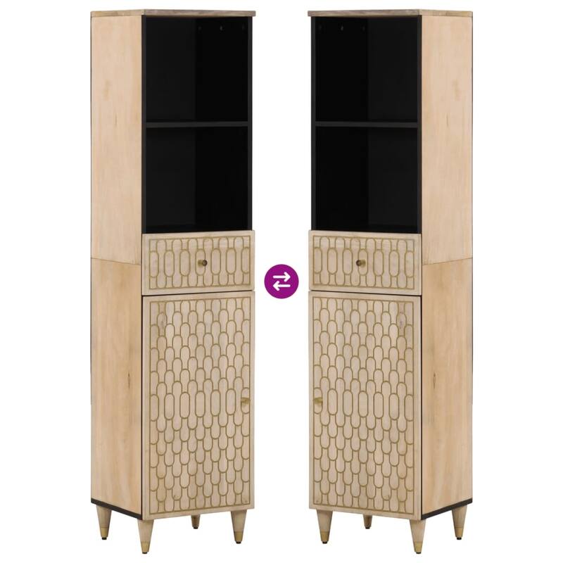 vidaXL Bathroom Cabinet Natural wood Solid mango wood, engineered wood - 13 x 15 x 63 in