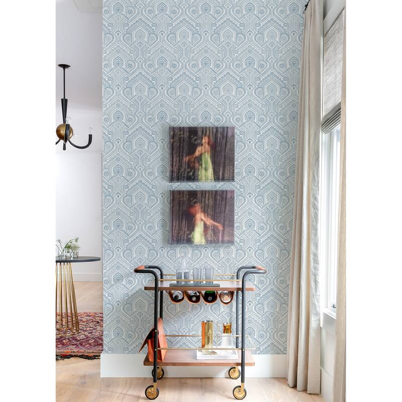A-Street Prints Fernback Blue Ornate Botanical Wallpaper