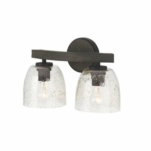 Clive 2-light Mango Wood Carbon Grey/ Black Iron Bath/ Vanity Fixture