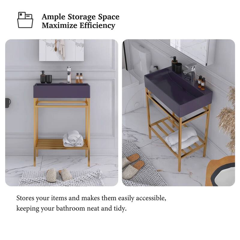 24" Freestanding Bathroom Vanity with Ceramic Sink - 23.62'' x13.98'' x 33.46''