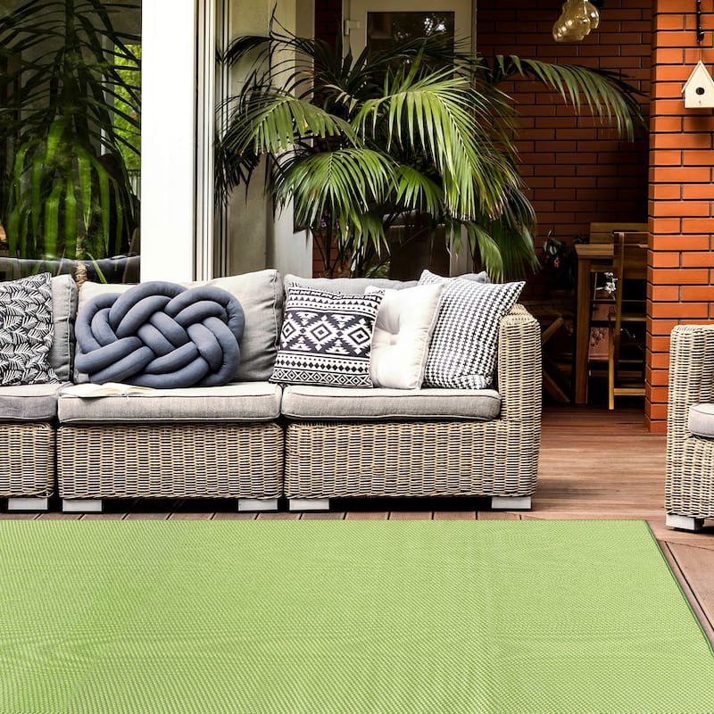 Solid Indoor/Outdoor Flatweave Waterproof Backyard Patio Area Rug