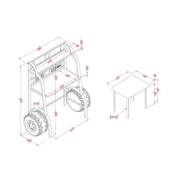 Feln Contemporary Pink Metal 2-piece Racing Writing Desk Set with USB Ports by Furniture of America